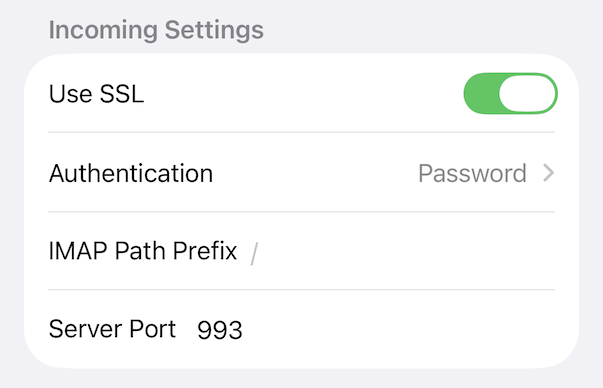 Advanced iOS IMAP Settings